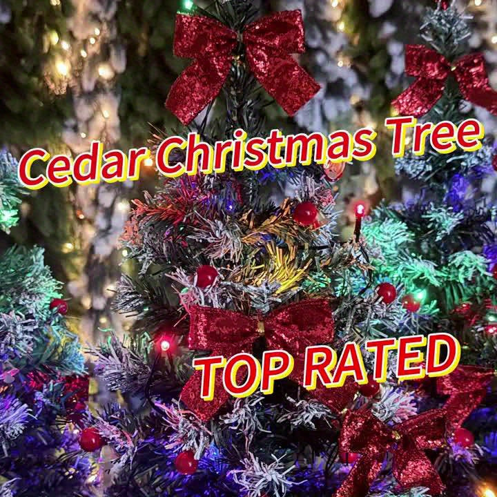 Cedar-Style Solar Holiday Tree Lights with Listed IP65 Rating and Star, Bow, Bell and Red Ball Decoration Wording, Two- or Four-Piece Labels for Lawn and Patio Decor