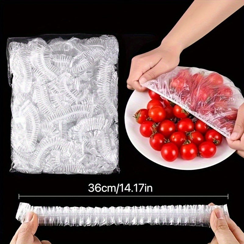Elastic Bowl and Plate Covers, Stretchable Plastic Cover Packs of 51, 102 or 203 Pieces in Clear or Colorful Options for Home Kitchens and Picnic Dishes