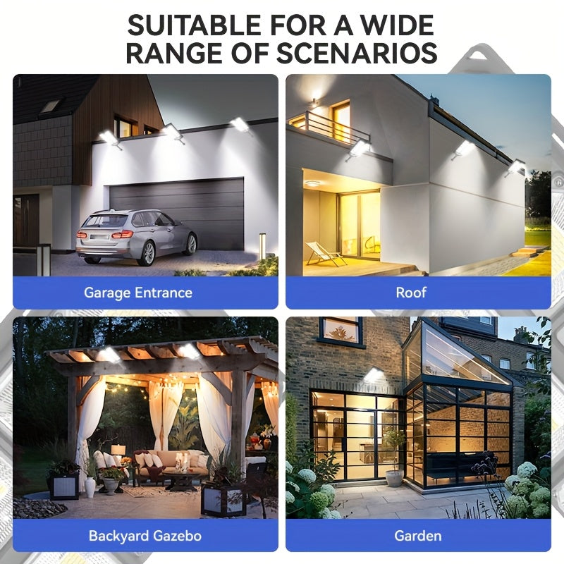 Solar Motion Sensor Flood Light, 504LED Model with 6500K Light, Three Modes and Listed 3000-Lumen Output, Mounting Base for Yard, Garage and Entrance Lighting
