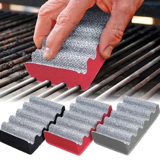 Dual-Sided Scrub Pads with Coarse Grit Side for Compatible Grill, Kitchen Sink and Metal Griddle Cleaning, Red, Black or Grey Color Options