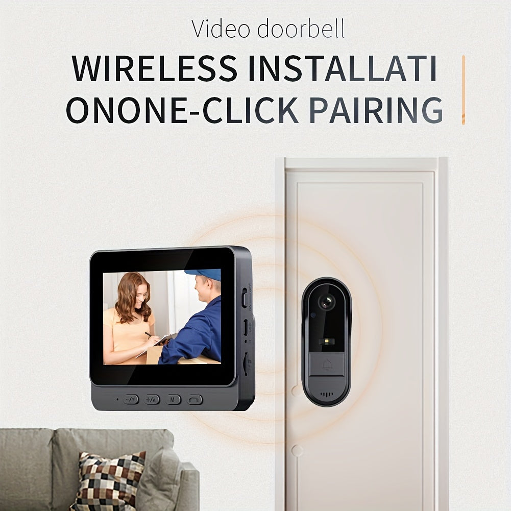 Indoor Monitor Video Doorbell with Listed 4.3-Inch Screen, Two-Way Talk and Infrared Night Vision, Black Wireless SD Card Options and Separate WiFi Style
