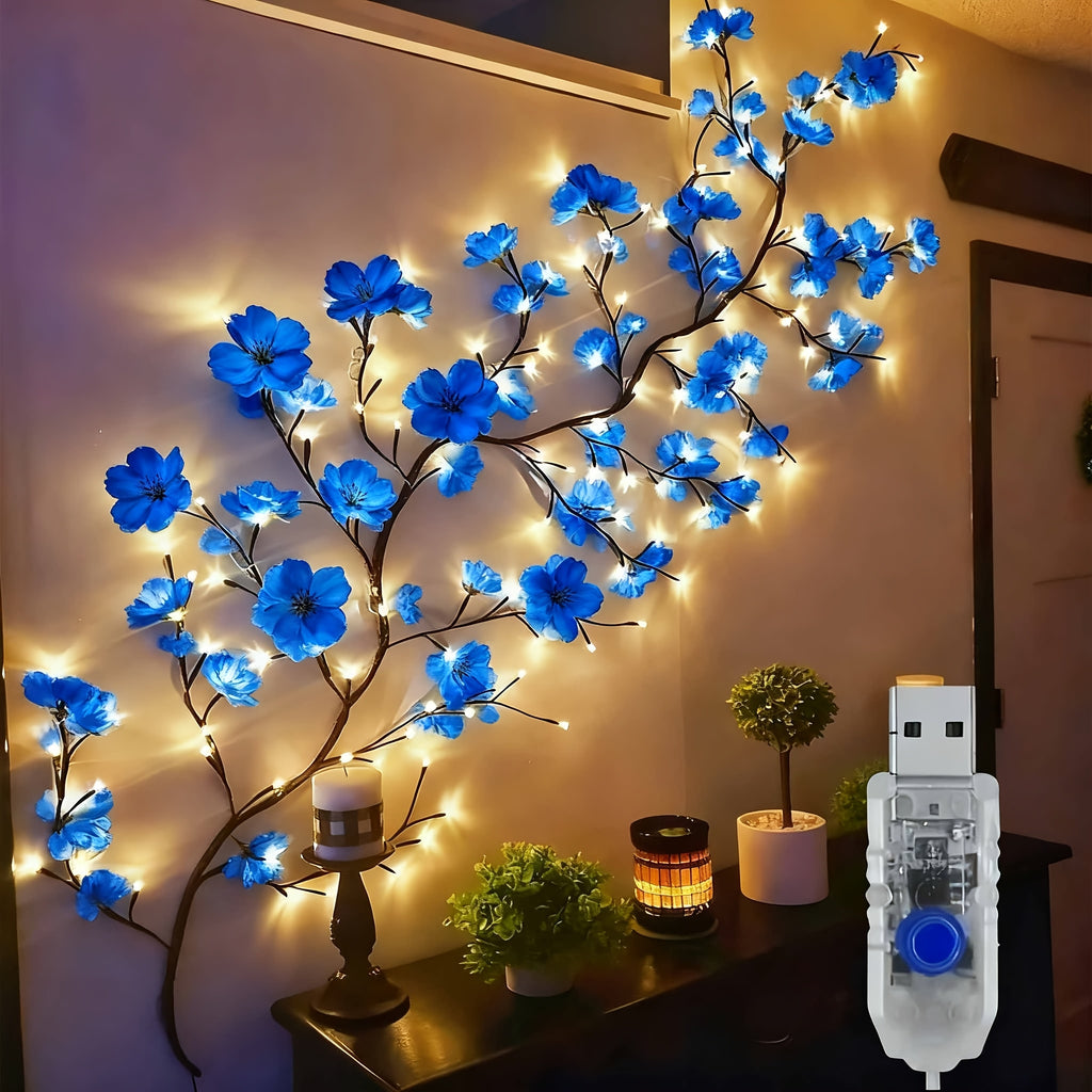 USB-Powered Decorative Fairy Lights by AMill with Cherry Blossom Garland Reference, Dimmable Indoor Lighting and Firework, 96LED, Pink or Butterfly Options