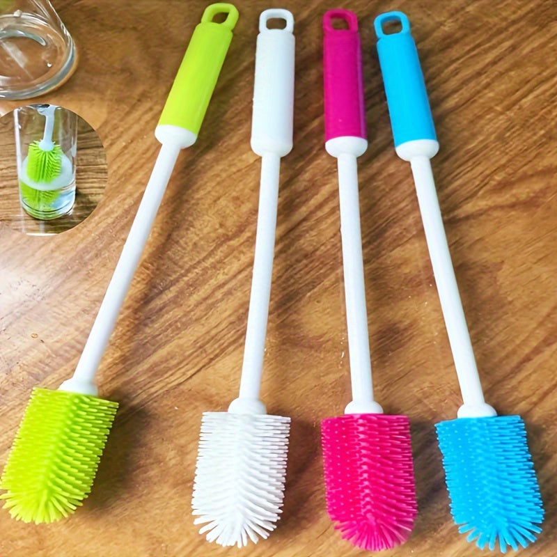 Long Handle Bottle Cleaning Brush with Listed 360-Degree Rotating Design, Reusable Manual Cup and Container Scrubber with PC Handle in Four Colors
