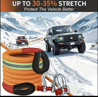 Nylon Tow Rope Kit with Two Steel U-Shaped Hooks and Storage Bag, Listed 16.4-Foot Length in Three Model Options for Compatible Vehicle Equipment