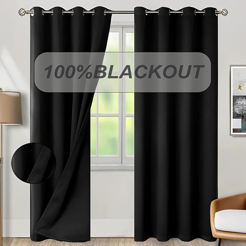 Blackout Curtains with Grommet Top in a Two-Panel Set, Five Color Choices and Seven Size Options for Bedroom, Living Room and Dining Room Window Styling