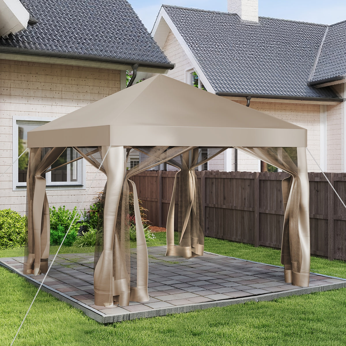 Screened Canopy Tent 10 x 10 ft with Listed Mosquito Netting and Easy-Up Design, Portable Outdoor Screen House for Patio Gatherings, Camping and Backyard Picnics