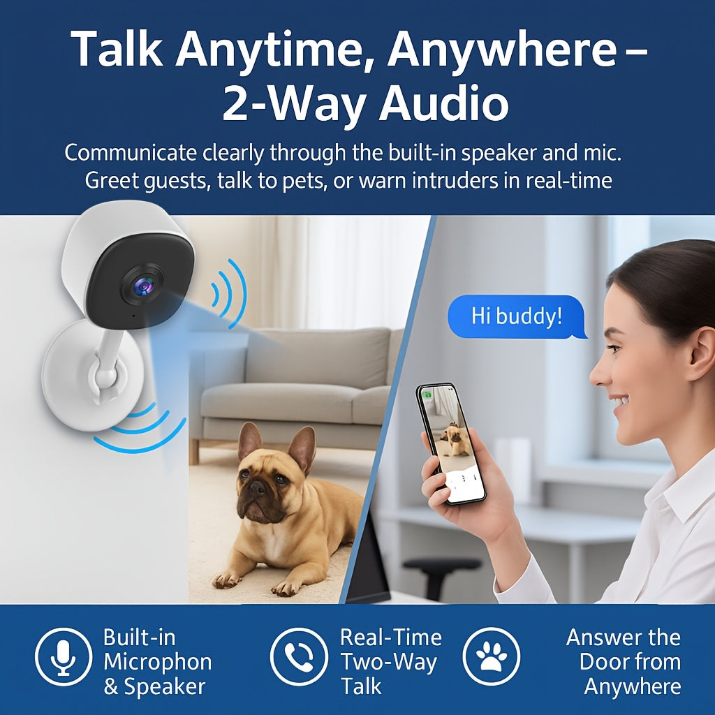 Magnetic Mount Indoor Security Camera 2K with Dual-Band WiFi, Night Vision, Two-Way Audio and AI Detection Alerts, USB-Powered Home Monitoring Camera