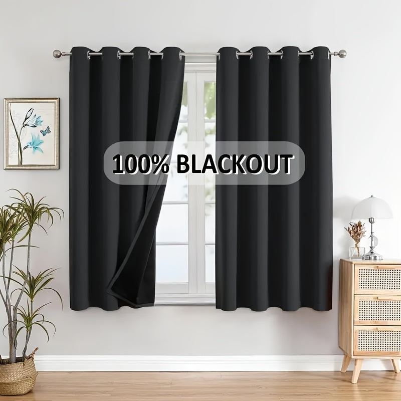 Blackout Curtains with Grommet Top in a Two-Panel Set, Five Color Choices and Seven Size Options for Bedroom, Living Room and Dining Room Window Styling
