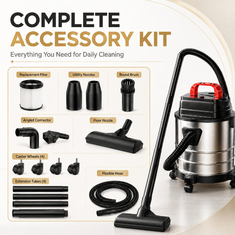 3-in-1 Wet Dry Vacuum with Blower Function, Listed 18000Pa and 2 Peak HP with 3.96, 5.28 or 6.6gal Capacity Options for Home, Car and Hard Floor Cleanup