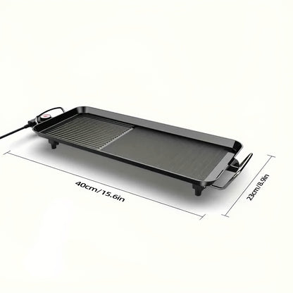 Electric Grill with Nonstick Roasting Surface, Adjustable Temperature and Listed Drip Tray, Extended-Length, Medium or Large Options for Family Meals