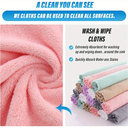 Small Square Washcloths 40-Pack with Listed 9.4 x 9.4 Inch Size, Soft Absorbent Bathroom Cloths in Random Colors with Standard or Striped Options