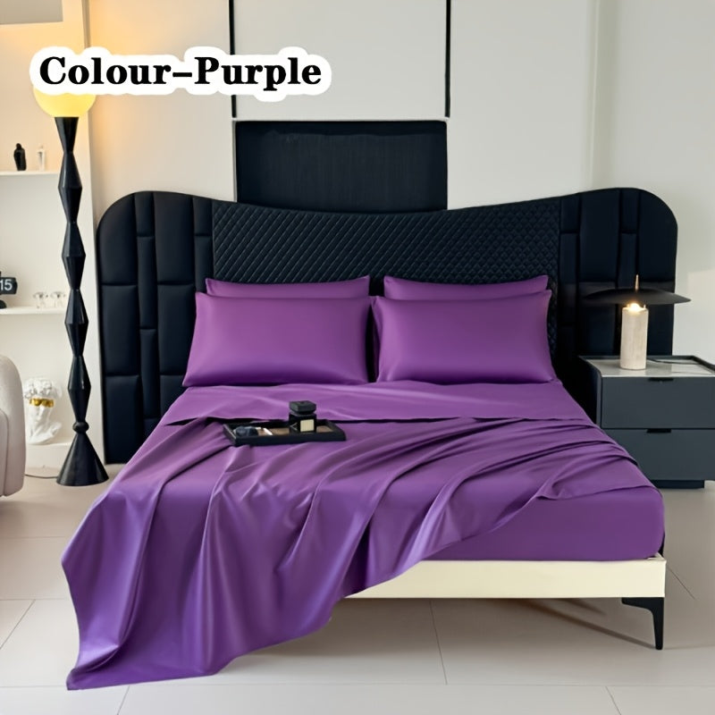 Colorful Dot Bedding Set, 4-Piece Silky-Feel Collection with One Fitted Sheet, One Additional Sheet and Two Pillowcases for Bedrooms and Guest Rooms
