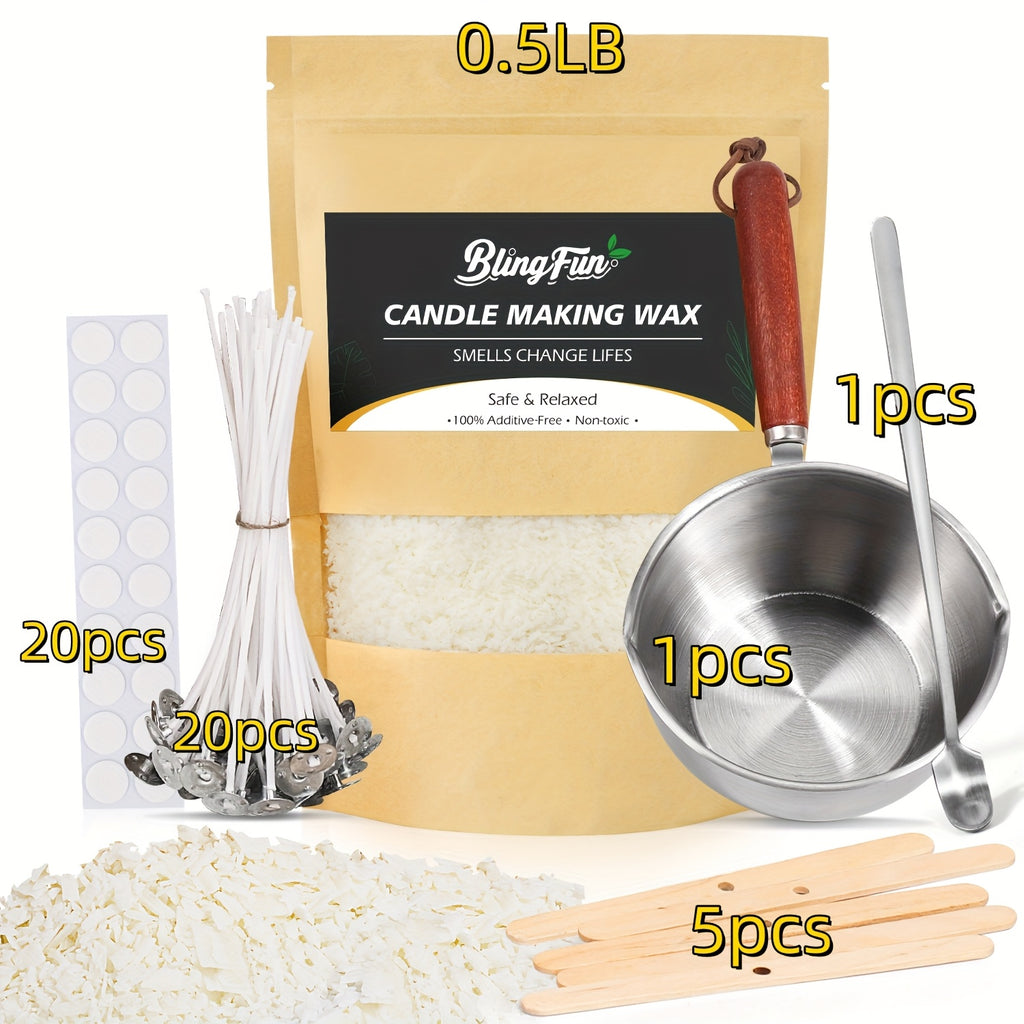 Soy Candle Craft Kit by BlingFun, DIY Candle Making Supplies with Listed Wicks, Colorants, Fragrance Oils and Thermometer for Home Decor and Handmade Gifts