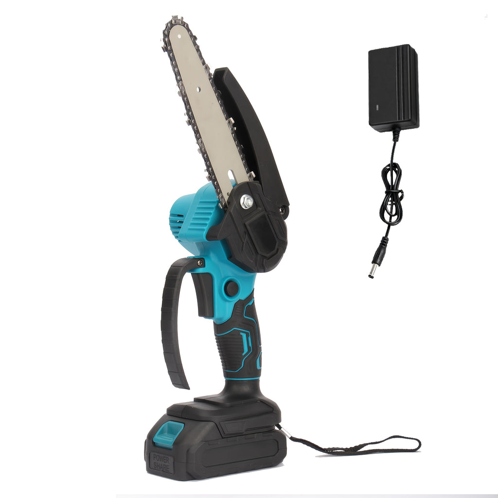 Mini Cordless Chainsaw with Listed 6-Inch Size and 5m/s Chain Speed, One- or Two-Battery Packages and Select Case Options for Garden Pruning and Property Cleanup