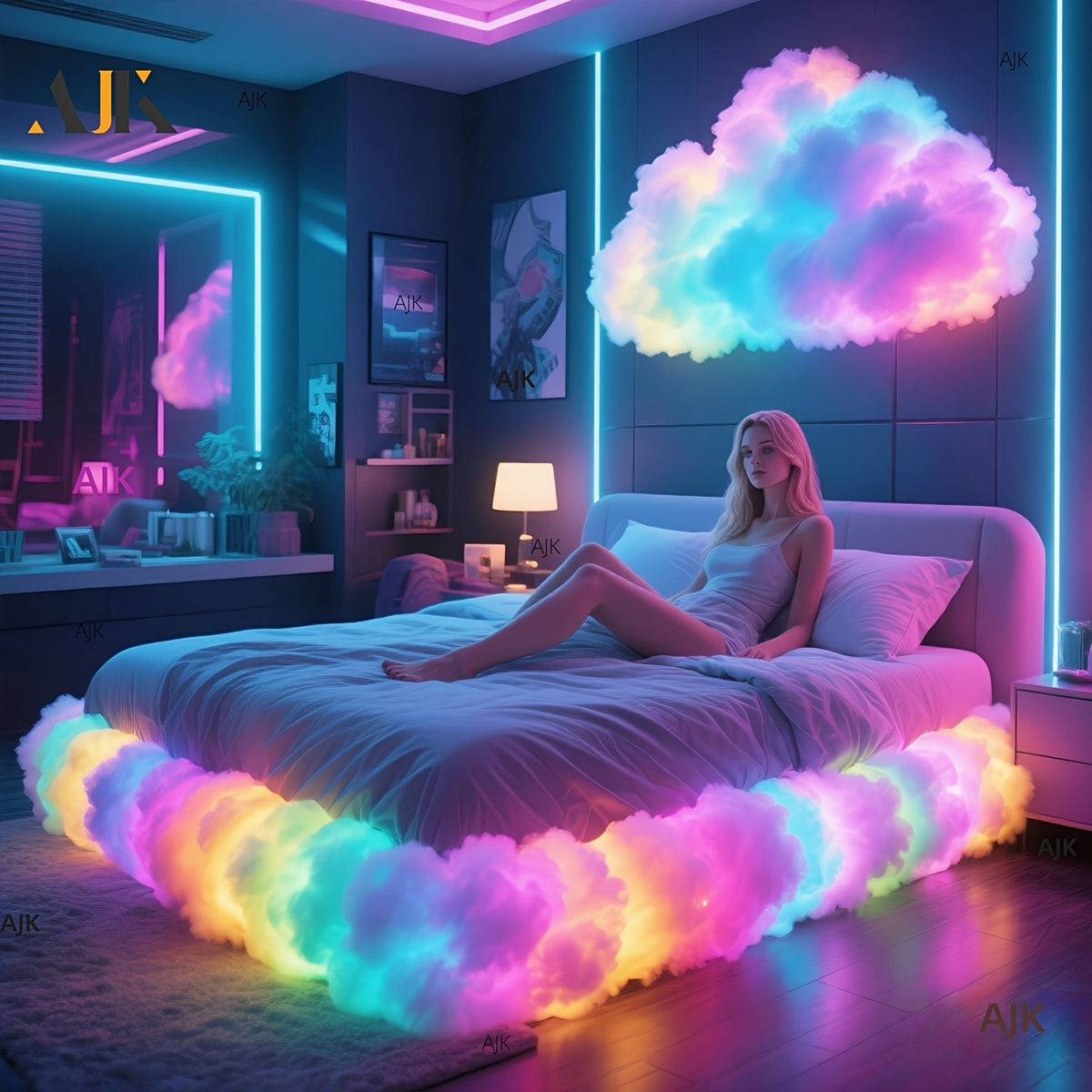 RGBIC Cloud Lamp String Lights with Listed Music Sync and Color-Changing Effects, 192.13-Inch DIY Decorative Lighting for Gaming Rooms, Bedrooms and Living Spaces