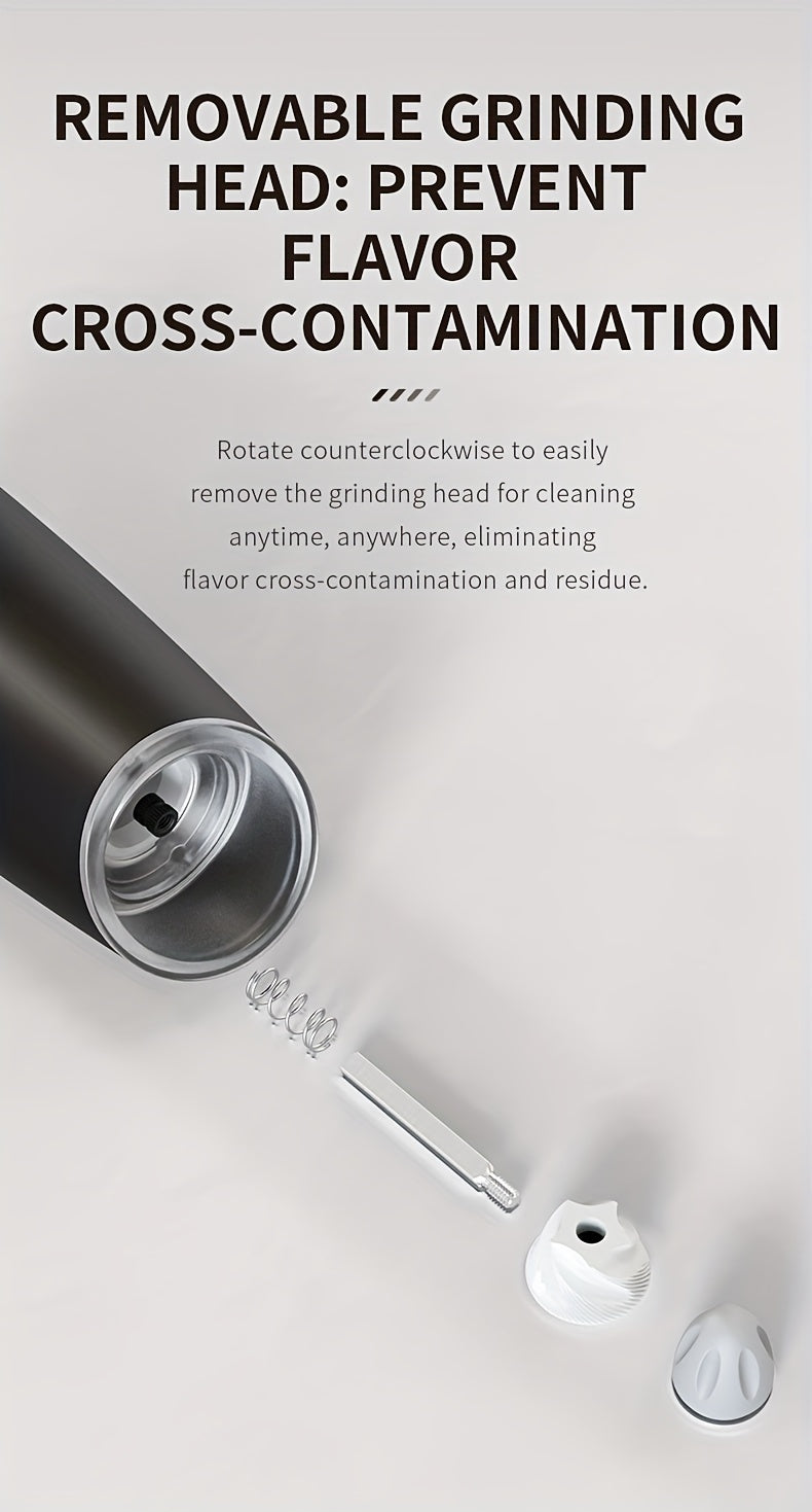 Electric Salt and Pepper Mill with Adjustable Coarseness and LED Light for Kitchen Seasoning, Single or Two-Piece Selections with Gravity-Sensing and USB Option Labels