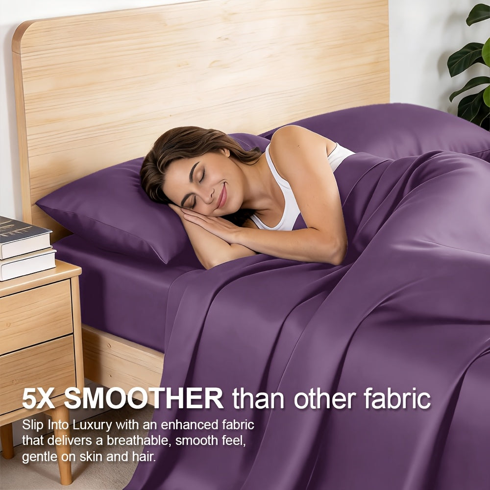 20 Inch Pocket Bed Sheet Set, Four-Piece Bedding with Listed Cooling Comfort, Fitted Sheet, Flat Sheet and Pillowcases in Twin, Full, Queen and King Options
