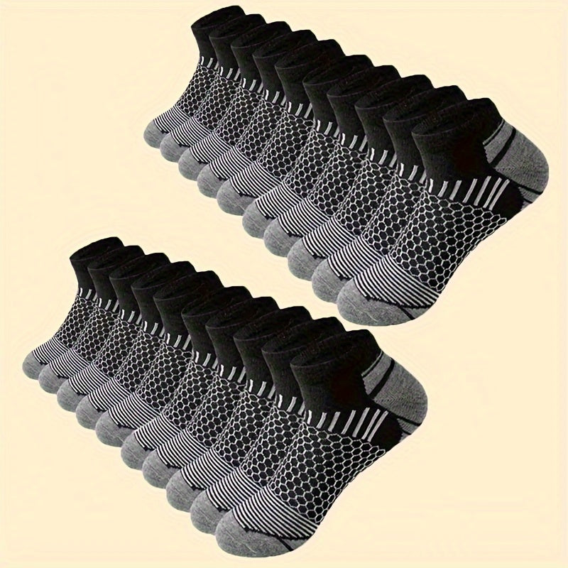 Bulk Men's Low-Cut Socks, 20-Pair Polyester Athletic and Casual Multipack in Light Gray or Blue-Labeled One-Size Options for Gym Days and Everyday Outfits