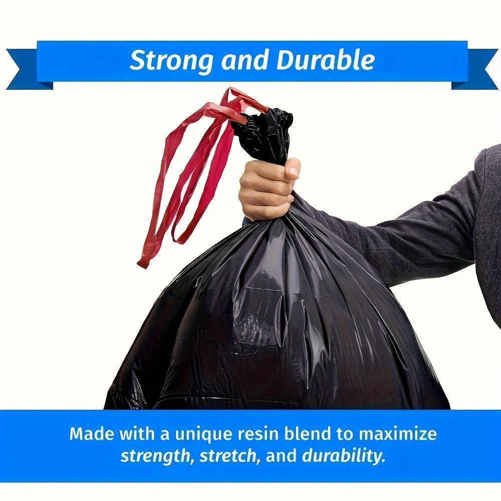 35 Gallon Black Trash Bags, 10-Count Single Roll of Polyethylene Garbage Liners for Compatible Large Bins, Household Cleanup, Hotel and Supermarket Use