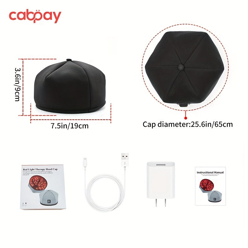 Red Light Therapy Cap with 120 LEDs, 660nm Red and 830nm Near-Infrared Light, Black or Gray Wearable Scalp Care Device for Adult Home Routines
