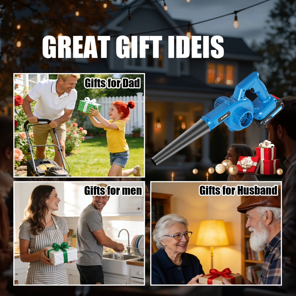 Cordless Leaf Blower and Vacuum with Extension Tube for Yard Cleanup, Handheld Tool in Black One-Battery, Blue Two-Battery and Five-Piece Kit Options