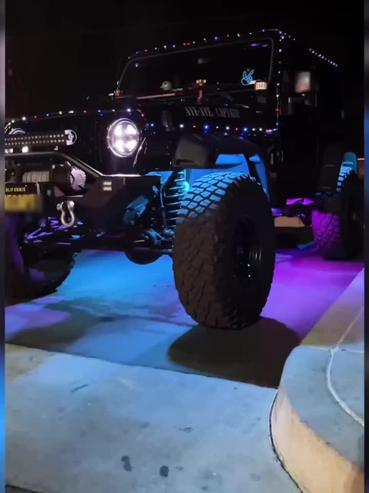 RGB Rock Light Kit with 16 Listed LEDs, 4-in-1 Car Tire Ambient Lighting with Dimmable Colors, Multiple Modes and App Control for Compatible Vehicle Setups