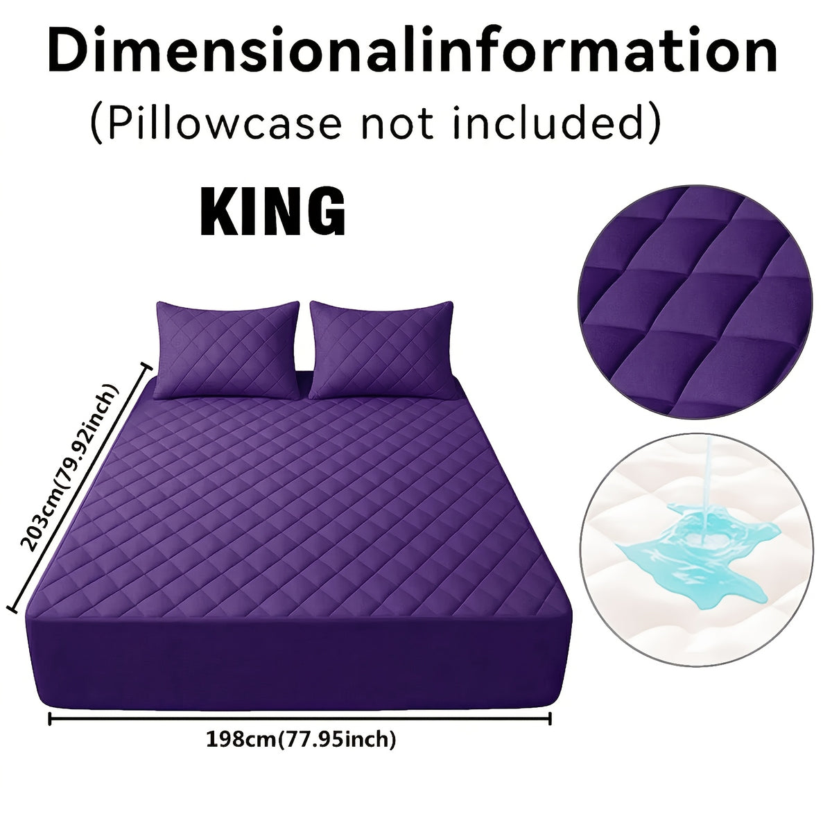 Fitted Mattress Protector with Listed 9–15 Inch Pocket Range, Single Solid-Color Bed Cover in Twin, Full, Queen and King Sizes with Nine Color Labels