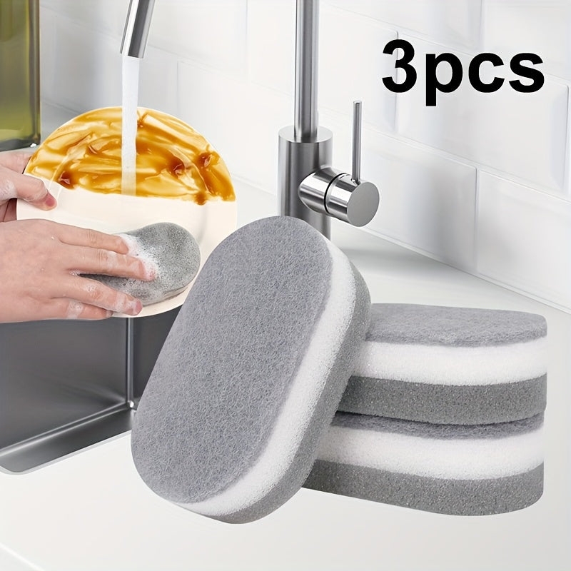 Oval Dishwashing Sponges in 3, 12 or 20-Piece Packs, Reusable Kitchen Sponge Wipes for Compatible Dishes, Chopsticks, Pots and Everyday Sink-Side Cleanup