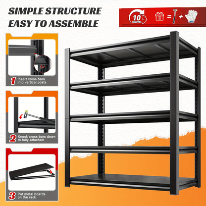 Metal Mesh Storage Shelving with Adjustable Shelf Heights, 72-Inch Utility Rack with Interlocking Assembly for Garage, Pantry and Basement Organization