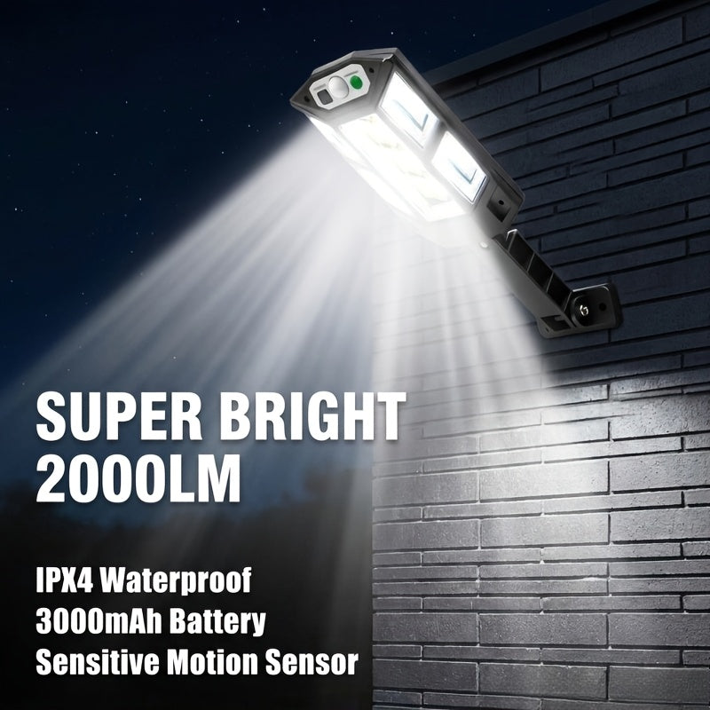 1/2pcs 6500K Super Bright LED Solar Wall Light - Motion Sensor, IPX4 3 Lighting Modes, Remote Control, Water-Resistant, Lithium Battery Powered, Semi-Flush Mount, Wireless Infrared Sensor for Outdoor Garden Security Street Yard Lamp