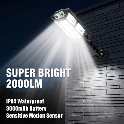 6500K Solar LED Wall Light with Motion Sensor, Remote Control and 3 Lighting Modes, 3000mAh Battery, Black Single or 2-Pack Options for Garden and Yard