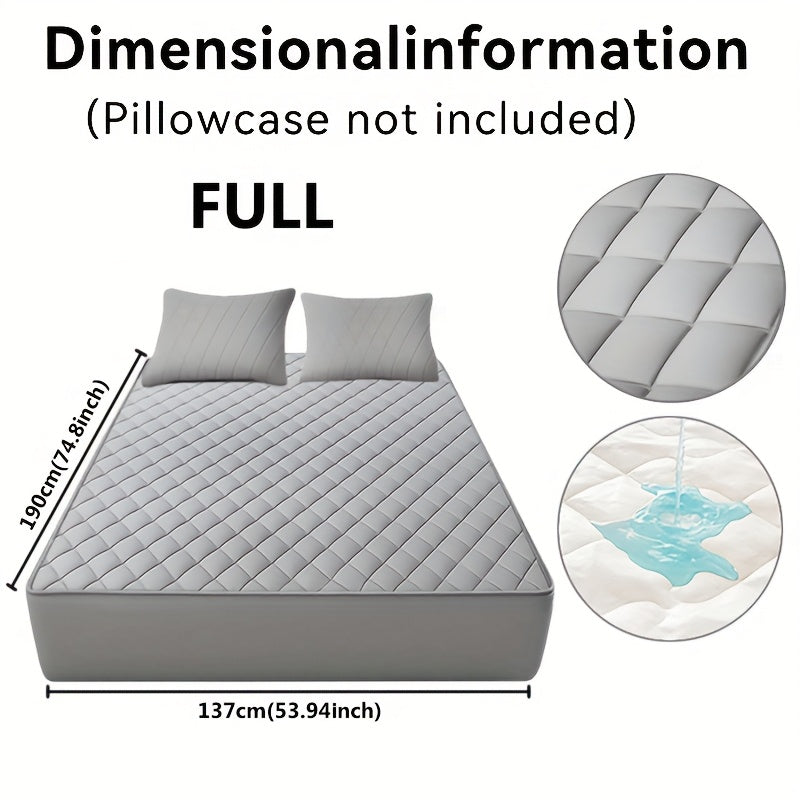 Fitted Mattress Protector with Listed 9–15 Inch Pocket Range, Single Solid-Color Bed Cover in Twin, Full, Queen and King Sizes with Nine Color Labels
