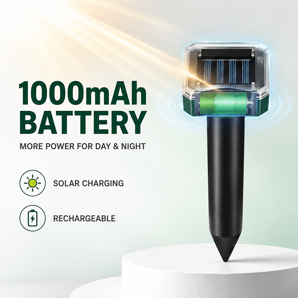 Solar Garden Rodent Repeller with Listed Sound and Vibration Functions, Outdoor Yard Deterrent in Round, Hexagonal and Multi-Pack Options for Lawn Care