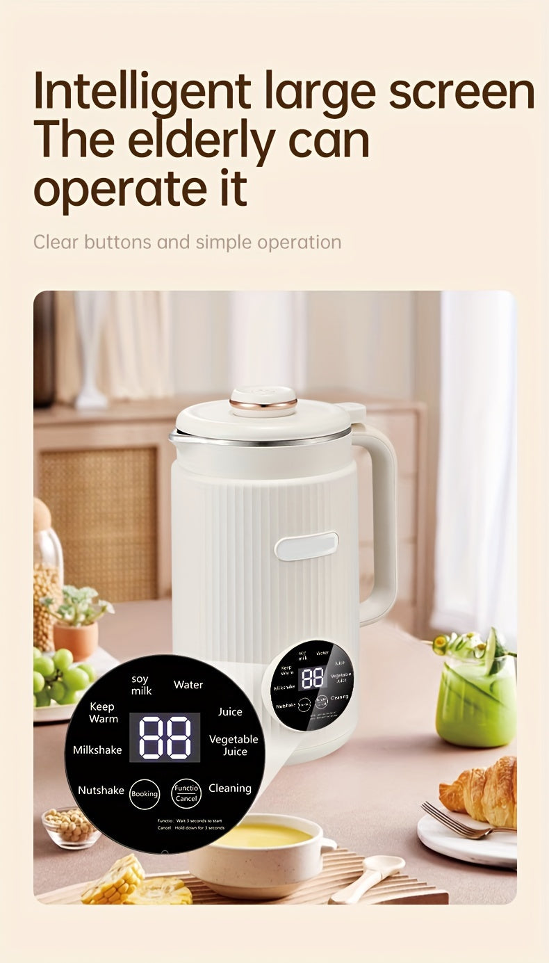 Plant-Based Milk Maker 35 oz with Listed Eight-Blade Design, Off-White Nut and Soy Beverage Machine with Delay Start, Keep Warm and Self-Cleaning Functions