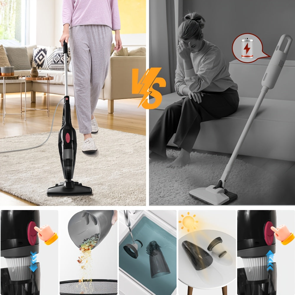 Corded Upright Vacuum Cleaner by PBHPBH with Listed 19kPa Suction and Five-Meter Cord, Black Home Cleaning Model for Compatible Dust and Pet Hair Tasks