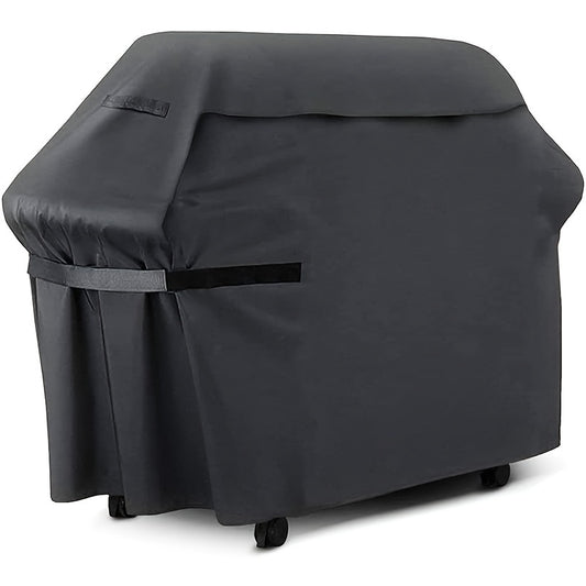 BBQ Grill Cover with Strap Fastening and Buckle Closure, Tear-Resistant Oxford Fabric Outdoor Barbecue Cover in Listed 58 x 46 x 24 Inch Size for Patio Storage