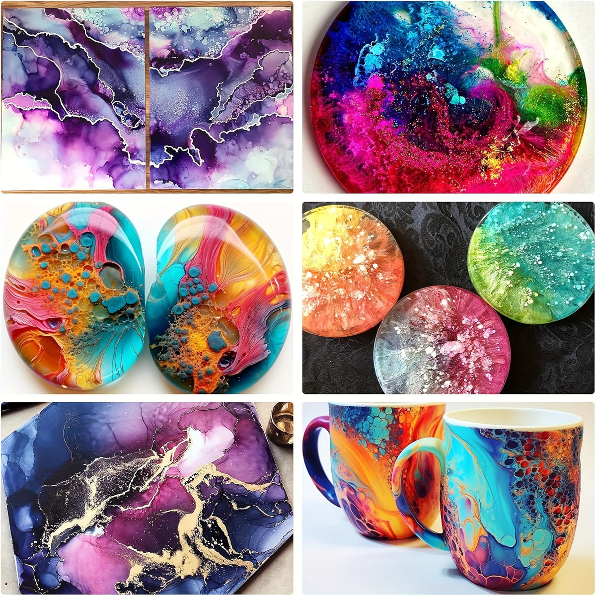 36-Color Alcohol Ink Set, Concentrated Alcohol-Based Resin Dye in 0.34oz Bottles for Petri Dish Art, Decorative Coasters, Painting and Tumbler Crafts
