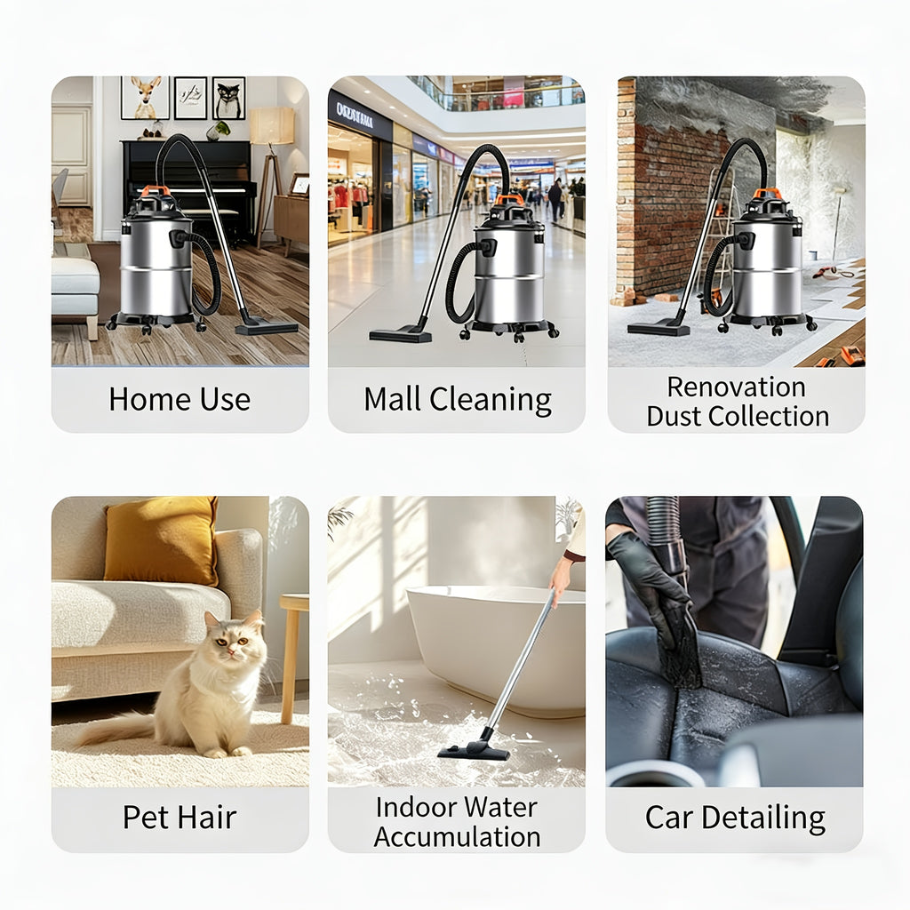 Bucket Wet Dry Vacuum Cleaner for Home and Car Cleanup, 5.28-Gallon and Upgraded 6.6-Gallon Model Options with Optional Accessory Bundles