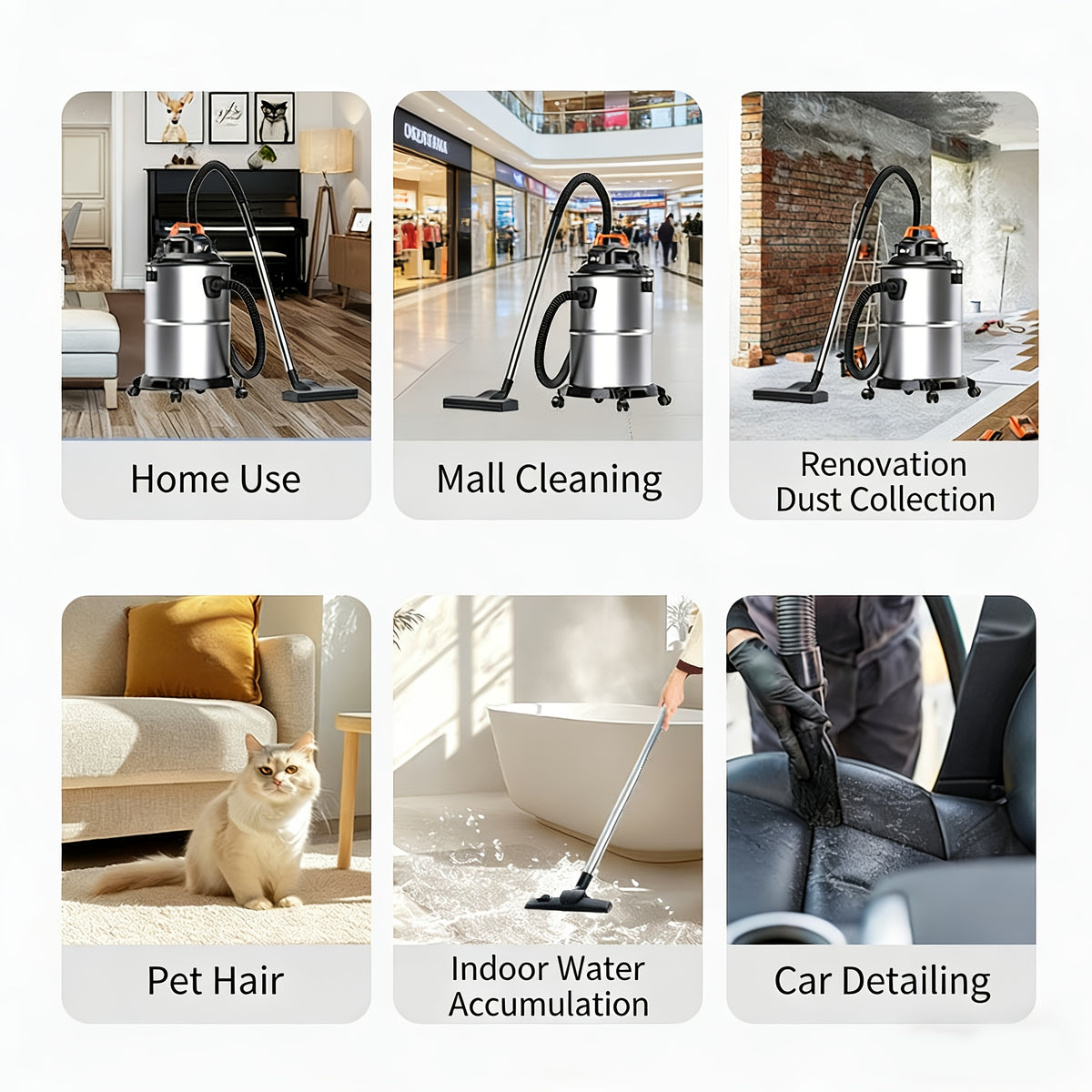 Bucket Wet Dry Vacuum Cleaner for Home and Car Cleanup, 5.28-Gallon and Upgraded 6.6-Gallon Model Options with Optional Accessory Bundles