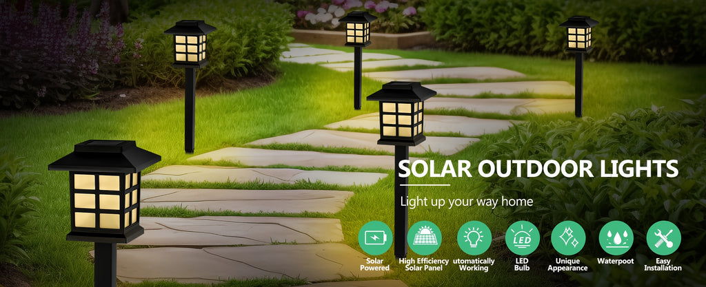 White-Light Solar Pathway Lights, Listed 12-Piece Outdoor LED Set with Automatic On-Off for Garden Paths, Lawn Borders, Patio and Yard Landscape Decoration