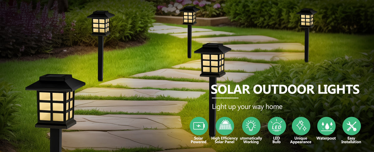 White-Light Solar Pathway Lights, Listed 12-Piece Outdoor LED Set with Automatic On-Off for Garden Paths, Lawn Borders, Patio and Yard Landscape Decoration