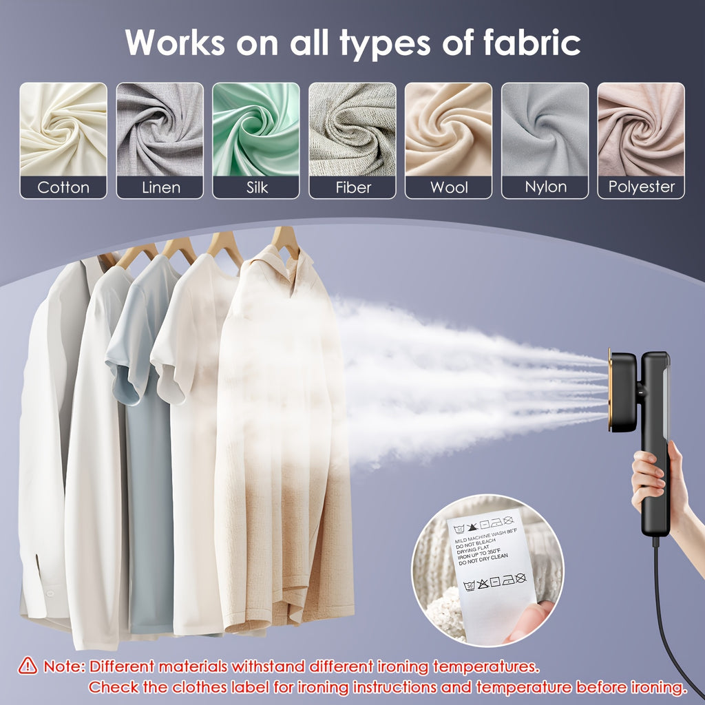 1100W Handheld Garment Steamer in Black with 10.14oz Water Tank, Listed 20-Second Steam Start and Stainless Steel Panel for Home and Travel Clothing Care