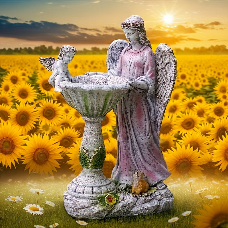 Solar Angel Figurine, Rustic Garden Statue with LED Illumination and Solar Panel for Lawn, Patio and Courtyard Displays or Thoughtful Housewarming Gifts