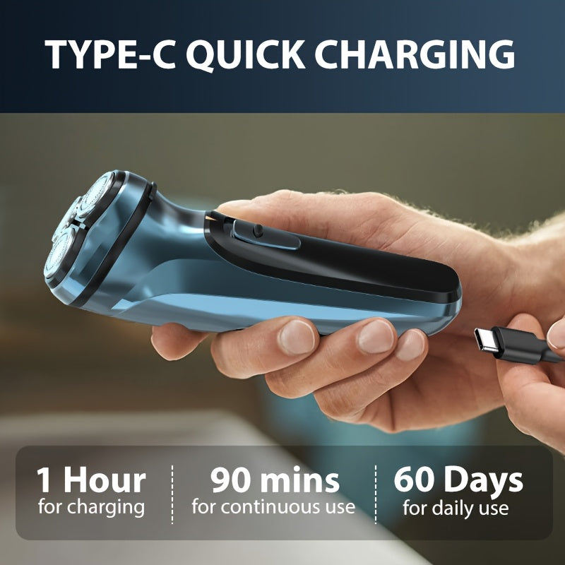 Sejoy Men's Electric Shaver with Pop-Up Trimmer, 3D Floating Head and LCD Display, Listed One-Hour Fast Charging in Blue, Light Blue or Gray