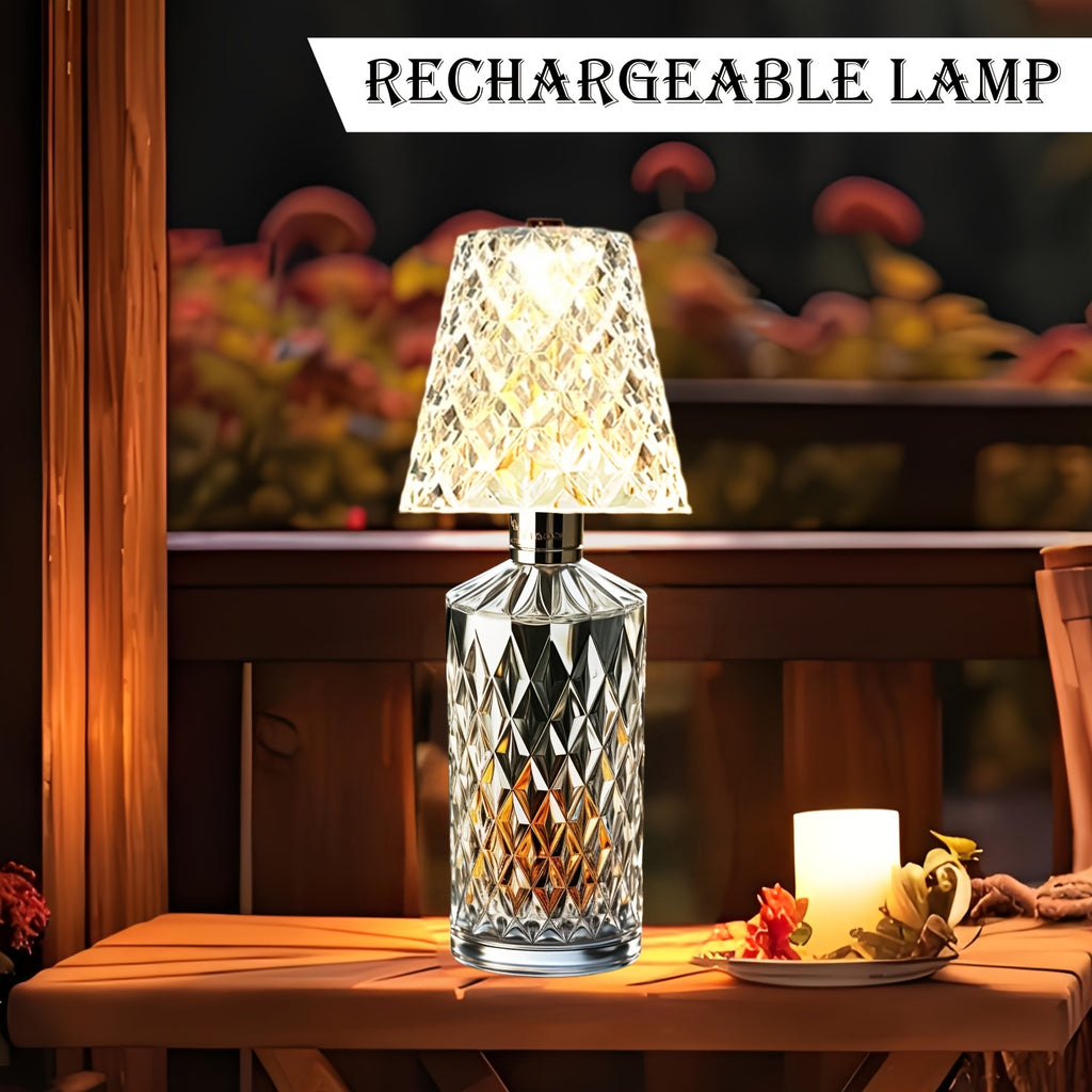 Rechargeable LED Bottle Table Lamp with Dimmable Lighting and Acrylic Lampshade, Crystal Style, Quantity 2 Option for Office and Wine-Themed Decor