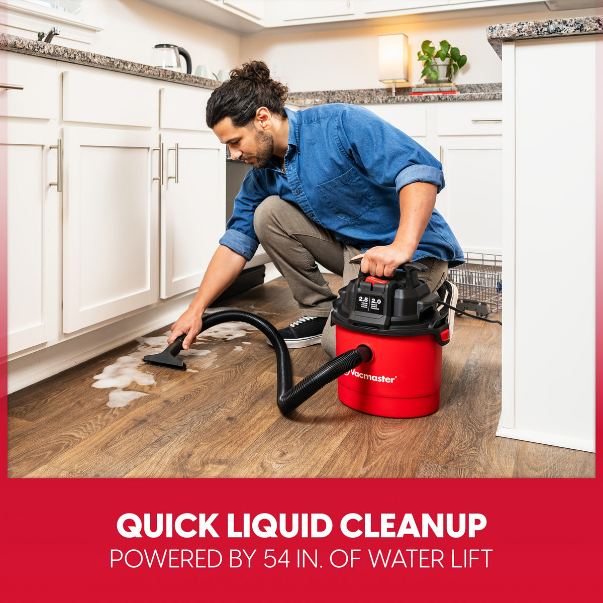 Vacmaster Wet Dry Vacuum Cleaner, 2.5 Gallon Portable Shop Vacuum with Listed 2 Peak HP, Blower Function, Wall-Mount Design and On-Board Storage for Home Cleanup