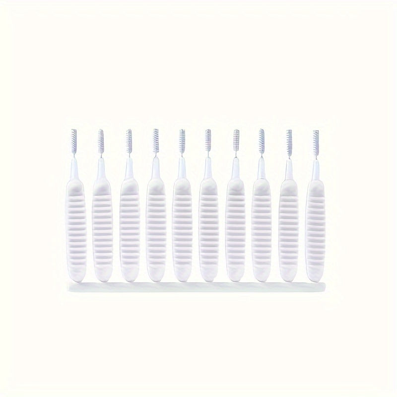 Shower Head Cleaning Brushes 10-Pack, White Plastic Manual Nozzle Gap and Crevice Cleaning Tools for Bathroom Maintenance and Detail Care