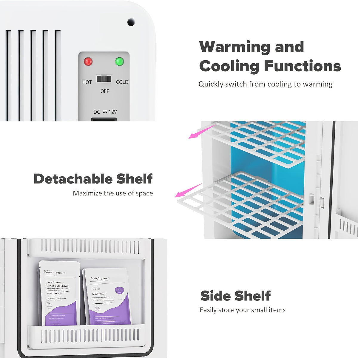 Portable Mini Fridge by ADVWIN, Glass-Front Cooler and Warmer with Listed AC/DC and 12V Support for Bedroom, Office, Dorm and Car Use