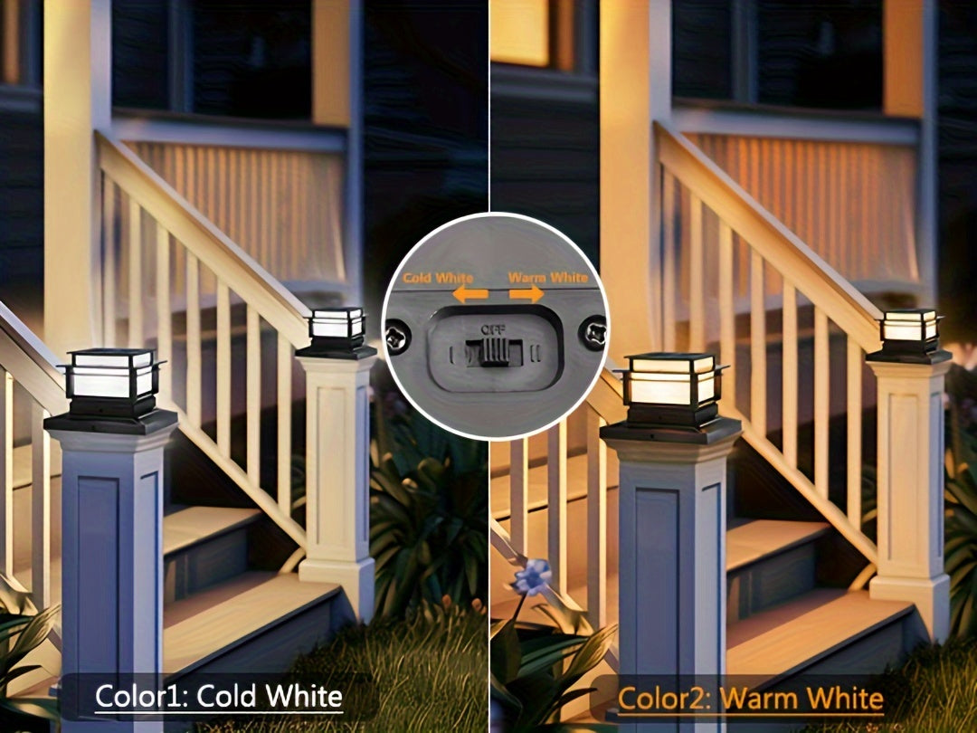 Solar Post Cap Lights 6 Pack for Fence and Deck Posts, Outdoor LED Accent Lighting for Decorative Garden, Porch, Patio and Stair-Area Settings