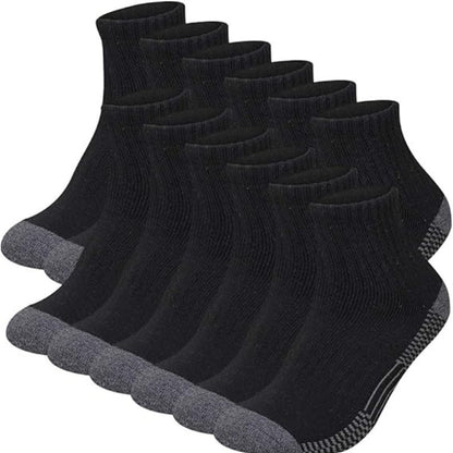 Men's Short Running Socks 12-Pair Multipack in Black or Black-and-White Options, One-Size Label for Sports, Walking and Everyday Athletic Shoe Outfits